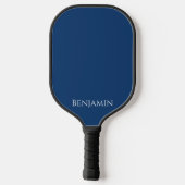 Raquette De Pickleball Nom moderne minimal en bleu et blanc marine (Verso)