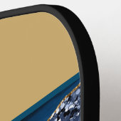 Raquette De Pickleball Nom monogramme Blue Gold Parties scintillant Glam  (Détail gauche)