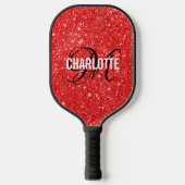 Raquette De Pickleball Nom monogramme du script de parties scintillant ro (Recto)
