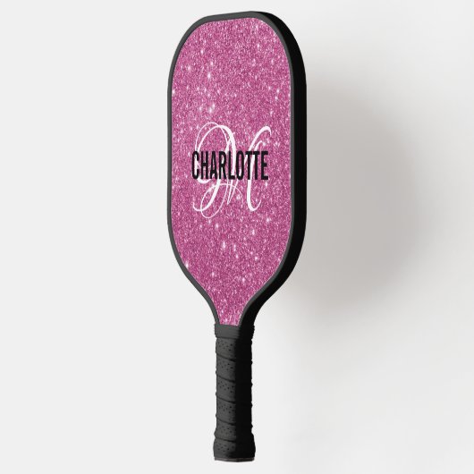 Raquette De Pickleball Nom monogramme du script de parties scintillant ro (Gauche)