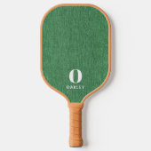 Raquette De Pickleball Nom Monogramme || Impression de denim vert de prin (Recto)
