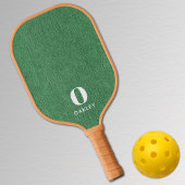 Raquette De Pickleball Nom Monogramme || Impression de denim vert de prin