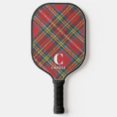 Raquette De Pickleball Nom Monogramme || Impression Tartan Preppy Stewart (Recto)
