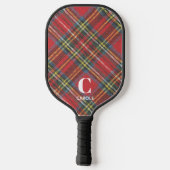 Raquette De Pickleball Nom Monogramme || Impression Tartan Preppy Stewart (Verso)