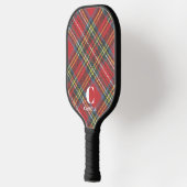 Raquette De Pickleball Nom Monogramme || Impression Tartan Preppy Stewart (Gauche)