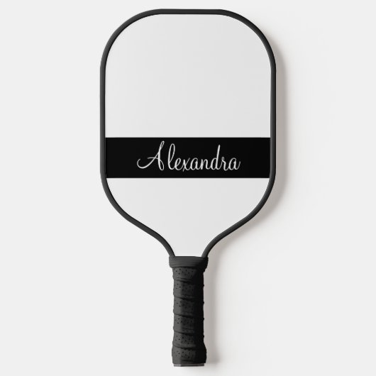Raquette De Pickleball Nom monogramme minimal blanc et noir (Recto)