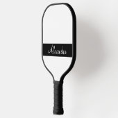 Raquette De Pickleball Nom monogramme minimal blanc et noir (Gauche)
