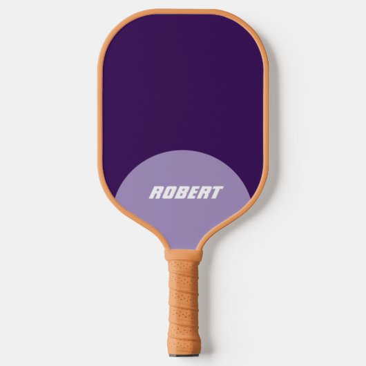 Raquette De Pickleball Nom monogramme moderne violet et blanc (Recto)