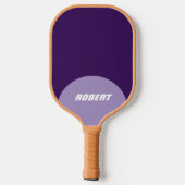 Raquette De Pickleball Nom monogramme moderne violet et blanc (Verso)