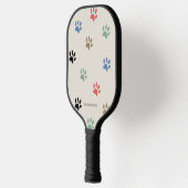 Raquette De Pickleball Nom monogrammé Paws Chien Chat (Gauche)