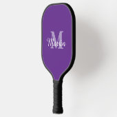 Raquette De Pickleball Nom monogramme personnalisé violet blanc (Gauche)