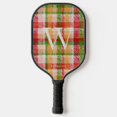 Raquette De Pickleball Nom Monogrammé Tartan Texture (Verso)