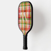 Raquette De Pickleball Nom Monogrammé Tartan Texture (Gauche)