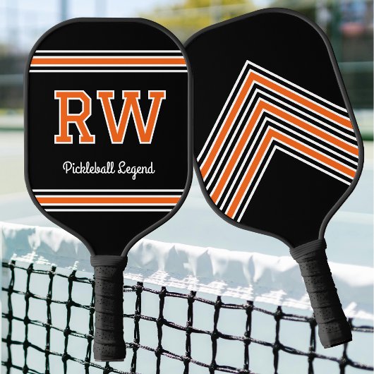 Raquette De Pickleball Nom monographique personnalisé Initiales Orange ré