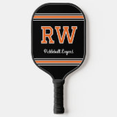 Raquette De Pickleball Nom monographique personnalisé Initiales Orange ré (Recto)