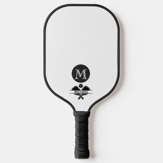 Raquette De Pickleball Nom monographique unique Noir blanc (Recto)