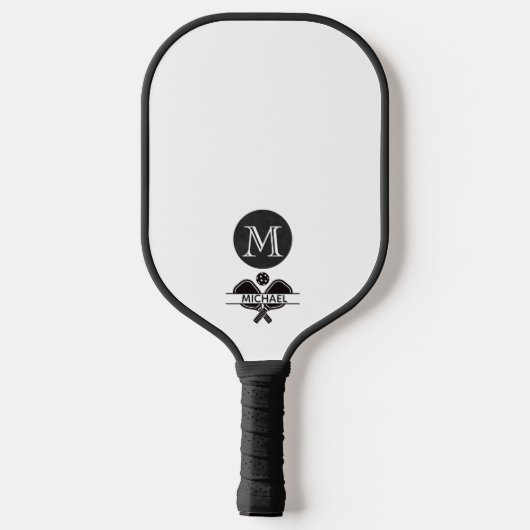 Raquette De Pickleball Nom monographique unique Noir blanc (Verso)