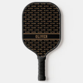 Raquette De Pickleball Nom Motif moderne sur noir (Recto)