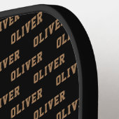 Raquette De Pickleball Nom Motif moderne sur noir (Détail gauche)