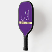 Raquette De Pickleball Nom noir sur Gold Band & Grand Monogramme blanc (Gauche)
