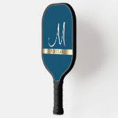 Raquette De Pickleball Nom noir sur Gold Band & Grand Pic Monogramme Blan (Gauche)