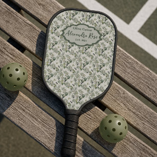 Raquette De Pickleball Nom olivier vert sauge aquarelle campagne français