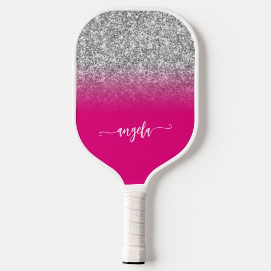 Raquette De Pickleball Nom Ombre rose chaud de la Parties scintillant en  (Verso)