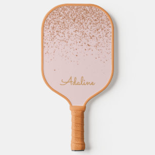 Raquette De Pickleball Nom personnalisé avec monogramme et paillettes dor