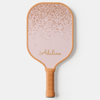 Raquette De Pickleball Nom personnalisé avec monogramme et paillettes dor