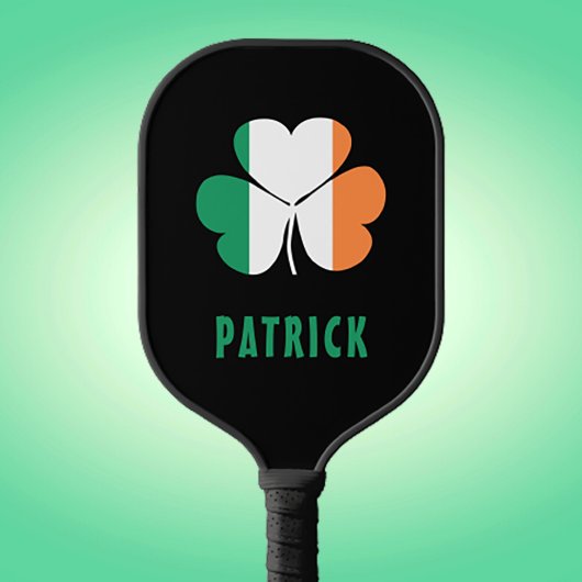 Raquette De Pickleball Nom personnalisé Celtic Irlande Shamrock Drapeau i