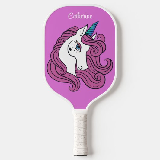 Raquette De Pickleball Nom personnalisé Cute Unicorn (Recto)
