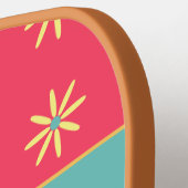 Raquette De Pickleball Nom personnalisé de la fleur rétro (Détail gauche)