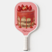 Raquette De Pickleball Nom personnalisé du gâteau fraise (Verso)