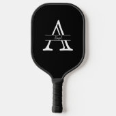 Raquette De Pickleball Nom personnalisé et noir initial (Verso)