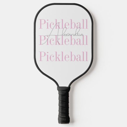 Raquette De Pickleball Nom personnalisé Femmes rose minimal (Recto)