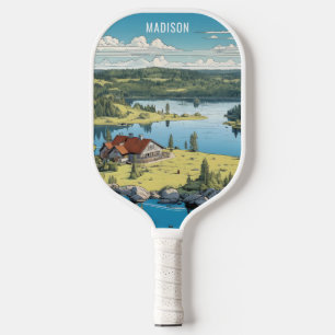 Raquette De Pickleball Nom personnalisé Finlande Nature Illustration
