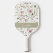 Raquette De Pickleball Nom personnalisé fleur sauvage Floral (Recto)