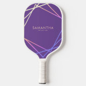 Raquette De Pickleball Nom personnalisé géométrique arc-en-ciel violet (Verso)