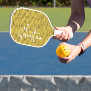 Raquette De Pickleball Nom personnalisé Jaune rayé