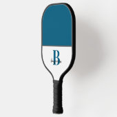 Raquette De Pickleball Nom personnalisé Marine Monogramme bleu Pickleball (Gauche)