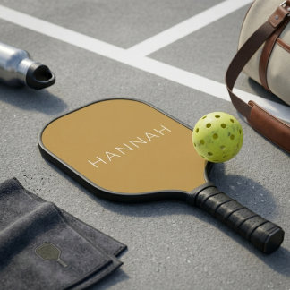 Raquette De Pickleball Nom personnalisé minimaliste Or Moutarde Classique