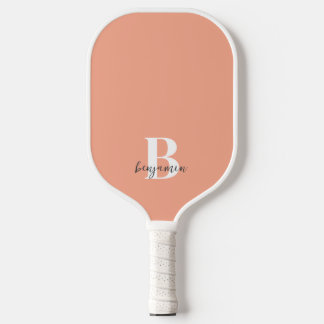 Raquette De Pickleball Nom personnalisé Monogramme blanc Pickleball Paddl