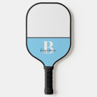 Raquette De Pickleball Nom personnalisé Monogramme noir blanc Pickleball