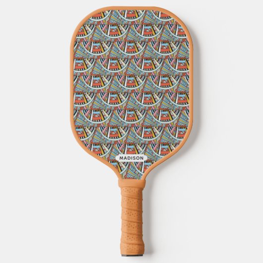 Raquette De Pickleball Nom personnalisé Motif natif (Recto)