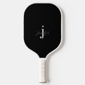 Raquette De Pickleball Nom personnalisé noir et blanc Monogramme Initiale (Recto)