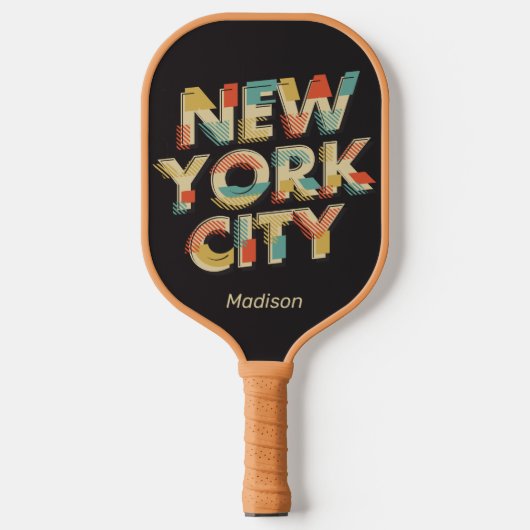 Raquette De Pickleball Nom personnalisé NYC Typographie (Recto)