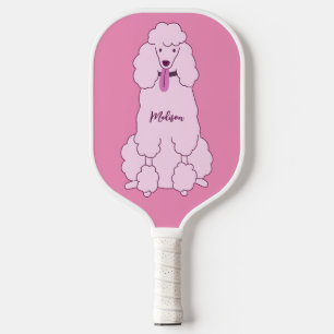 Raquette De Pickleball Nom personnalisé Poodle rose