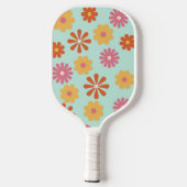 Raquette De Pickleball Nom personnalisé Retro Flower Power (Verso)