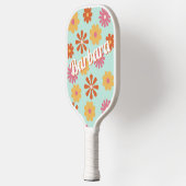 Raquette De Pickleball Nom personnalisé Retro Flower Power (Gauche)