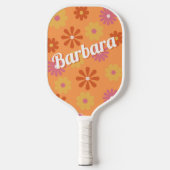 Raquette De Pickleball Nom personnalisé Retro Flower Power (Recto)